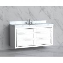 Madeli B855-60C-002-WH-NP-PN - Madeli Renaissance 60C'' Wall hung Vanity Cabinet in White - No Handles - Inlay in Polis