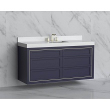 Madeli B855-60C-002-SA-NP-PC - Renaissance 60C'' Wall hung Vanity Cabinet in Sapphire - No Handles - Inlay in Polished