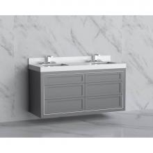 Madeli B855-60D-002-TG-NP-BN - Madeli Renaissance 60D'' Wall hung Vanity Cabinet in Studio Grey - No Handles - Inlay in