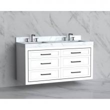 Madeli B855-60D-002-WH-HY-PC - Renaissance 60D'' Wall hung Vanity Cabinet in White/HW: Handles Polished Chrome(PC)