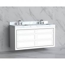 Madeli B855-60D-002-WH-NP-PN - Madeli Renaissance 60D'' Wall hung Vanity Cabinet in White - No Handles - Inlay in Polis