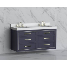 Madeli B855-60D-002-SA-HR-PC - Renaissance 60D'' Wall hung Vanity Cabinet in Sapphire/HW: Handles Polished Chrome(PC)
