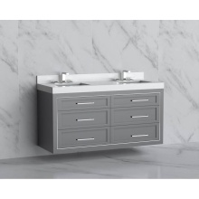 Madeli B855-60D-002-TG-HY-PC - Renaissance 60D'' Wall hung Vanity Cabinet in Studio Grey/HW: Handles Polished Chrome(PC