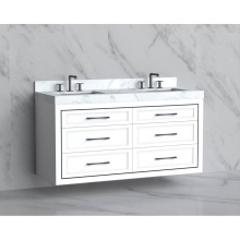 Madeli B855-60D-002-WH-HR-PC - Renaissance 60D'' Wall hung Vanity Cabinet in White/HW: Handles Polished Chrome(PC)