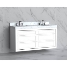 Madeli B855-60D-002-WH-NP-PC - Renaissance 60D'' Wall hung Vanity Cabinet in White - No Handles - Inlay in Polished Chr