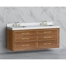 Madeli B855-72D-002-NW-HR-PC - Renaissance 72'' Wall hung Vanity Cabinet in Natural Walnut/HW:Handles Polished Chrome(P