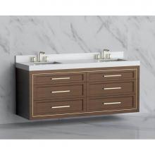Madeli B855-72D-002-BR-HY-SB - Madeli Renaissance 72'' Wall hung Vanity Cabinet in Brandy/HW: Handles Satin Brass(SB)