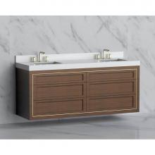 Madeli B855-72D-002-BR-NP-MB - Madeli Renaissance 72'' Wall hung Vanity Cabinet in Brandy - No Handles - Inlay in Matte