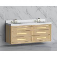 Madeli B855-72D-002-NO-HP-BN - Madeli Renaissance 72'' Wall hung Vanity Cabinet in Natural Oak/HW: Handles Brushed Nick