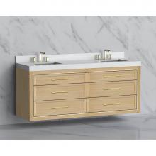 Madeli B855-72D-002-NO-HR-MB - Madeli Renaissance 72'' Wall hung Vanity Cabinet in Natural Oak/HW: Handles Matte Black(