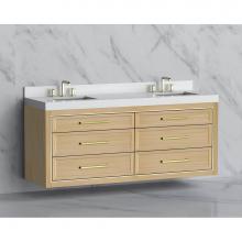 Madeli B855-72D-002-NO-HY-MB - Madeli Renaissance 72'' Wall hung Vanity Cabinet in Natural Oak/HW: Handles Matte Black(