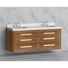Madeli B855-72D-002-NW-HP-SB - Madeli Renaissance 72'' Wall hung Vanity Cabinet in Natural Walnut/HW: Handles Satin Bra