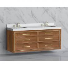 Madeli B855-72D-002-NW-HR-BN - Madeli Renaissance 72'' Wall hung Vanity Cabinet in Natural Walnut/HW: Handles Brushed N