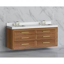 Madeli B855-72D-002-NW-HY-PN - Madeli Renaissance 72'' Wall hung Vanity Cabinet in Natural Walnut/HW: Handles Polished