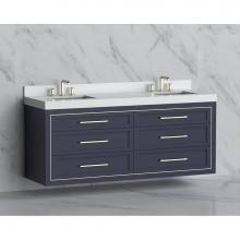 Madeli B855-72D-002-SA-HY-BN - Madeli Renaissance 72'' Wall hung Vanity Cabinet in Sapphire/HW: Handles Brushed Nickel(