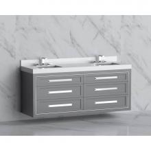 Madeli B855-72D-002-TG-HP-MB - Madeli Renaissance 72'' Wall hung Vanity Cabinet in Studio Grey/HW: Handles Matte Black(