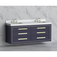 Madeli B855-72D-002-SA-HP-PN - Renaissance 72'' Wall hung Vanity Cabinet in Sapphire/HW: Handles Polished Nickel(PN)