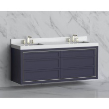 Madeli B855-72D-002-SA-NP-PN - Renaissance 72'' Wall hung Vanity Cabinet in Sapphire - No Handles - Inlay in Polished N