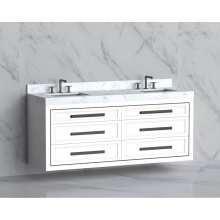 Madeli B855-72D-002-WH-HP-PC - Renaissance 72'' Wall hung Vanity Cabinet in White/HW: Handles Polished Chrome(PC)