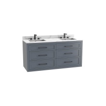 Madeli B856-60D-002-TG-HY-PC - Renaissance SE 60D'' Wall hung Vanity Cabinet in Studio Grey/HW: Handles Polished Chrome