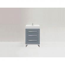 Madeli B860-24-001-LC-TG-NP-PC - Estate 24'' Free Standing Vanity Cabinet in Studio Grey/HW: No handles - Feet in  Polish