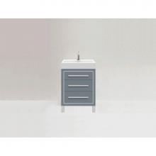Madeli B860-24-001-LL-TG-NP-PC - Estate 24'' Free Standing Vanity Cabinet in Studio Grey/HW: No handles - Feet in  Polish