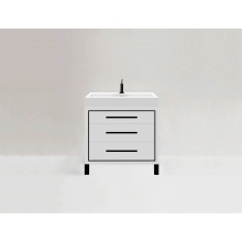 Madeli B860-30-001-LL-WH-NP-PC - Estate 30'' Free Standing Vanity Cabinet in White/HW: No handles - Feet in  Polished Chr