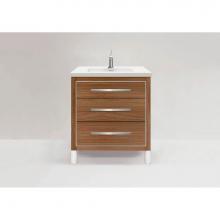 Madeli B860-30-001-LL-NW-H9-PC - Estate 30'' Free Standing Vanity Cabinet in Natural Walnut/HW: Polished Chrome(PC)