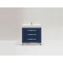 Madeli B860-30-001-LL-SA-H9-PC - Estate 30'' Free Standing Vanity Cabinet in Sapphire/HW: Polished Chrome(PC)