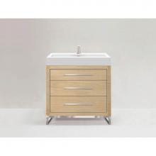Madeli B860-36-001-LC-NO-H9-PC - Estate 36'' Free Standing Vanity Cabinet in Natural Oak/HW: Polished Chrome(PC)