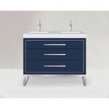 Madeli B860-48D-001-LC-SA-NP-PC - Estate 48D'' Free Standing Vanity Cabinet in Sapphire/HW: No handles - Feet in  Polished