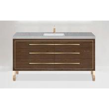 Madeli B860-60C-001-LL-BR-NP -PC - Estate 60C'' Free Standing Vanity Cabinet in Brandy/HW: No handles - Feet in  Polished C