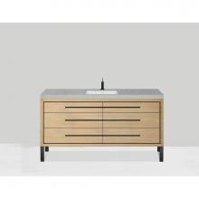 Madeli B860-60C-001-LL-NO-H9 -PC - Estate 60C'' Free Standing Vanity Cabinet in Natural Oak/HW: Polished Chrome(PC)