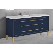Madeli B860-60C-001-LL-SA-H9 -PC - Estate 60C'' Free Standing Vanity Cabinet in Sapphire/HW: Polished Chrome(PC)