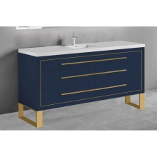 Madeli B860-60C-001-LS-SA-H9 -PC - Estate 60C'' Free Standing Vanity Cabinet in Sapphire/HW: Polished Chrome(PC)