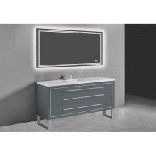 Madeli B860-60C-001-LS-TG-H9 -PC - Estate 60C'' Free Standing Vanity Cabinet in Studio Grey/HW: Polished Chrome(PC)
