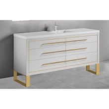 Madeli B860-60C-001-LS-WH-H9 -PC - Estate 60C'' Free Standing Vanity Cabinet in White/HW: Polished Chrome(PC)
