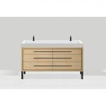 Madeli B860-60D-001-LL-NO-H9-PC - Estate 60D'' Free Standing Vanity Cabinet in Natural Oak/HW: Polished Chrome(PC)