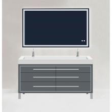 Madeli B860-60D-001-LL-TG-H9-PC - Estate 60D'' Free Standing Vanity Cabinet in Studio Grey/HW: Polished Chrome(PC)