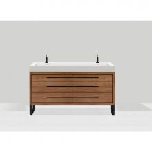 Madeli B860-60D-001-LS-NW-NP-PC - Estate 60D'' Free Standing Vanity Cabinet in Natural Walnut/HW: No handles - Feet in  Po