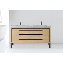 Madeli B860-72D-001-LL-NO-NP-PC - Estate 72D'' Free Standing Vanity Cabinet in Natural Oak/HW: No handles - Feet in  Polis