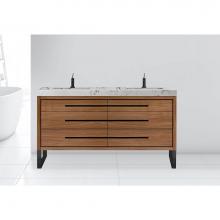 Madeli B860-72D-001-LS-NW-NP-PC - Estate 72D'' Free Standing Vanity Cabinet in Natural Walnut/HW: No handles - Feet in  Po