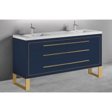 Madeli B860-72D-001-LS-SA-H9-PC - Estate 72D'' Free Standing Vanity Cabinet in Sapphire/HW: Polished Chrome(PC)