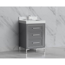 Madeli B865-24-001-LY-TG-HY-PC - Vision 24'' Free standing Vanity Cabinet in Studio Grey/HW: Handles/Feet Polished Chrome