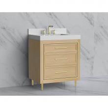 Madeli B865-30-001-LR-NO-HR-PC - Vision 30'' Free standing Vanity Cabinet in Natural Oak/HW: Handle & Feet Polished C