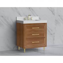 Madeli B865-30-001-LR-NW-HR-PC - Vision 30'' Free standing Vanity Cabinet in Natural Walnut/HW: Handle & Fee Polished