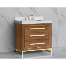Madeli B865-36-001-LC-NW-HP-PC - Vision 36'' Free standing Vanity Cabinet in Natural Walnut/HW: Handle & Feet Polishe