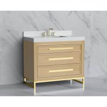 Madeli B865-42-001-LC-NO-HP-PC - Vision 42'' Free standing Vanity Cabinet in Natural Oak/HW: Handle & Feet Polished C