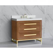 Madeli B865-42-001-LC-NW-HP-PC - Vision 42'' Free standing Vanity Cabinet in Natural Walnut/HW: Handle & Feet Polishe