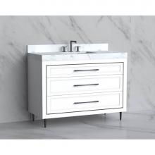 Madeli B865-48C-001-LR-WH-HR-PC - Vision 48C'' Free standing Vanity Cabinet in White/HW: Handles/Feet Polished Chrome(PC)